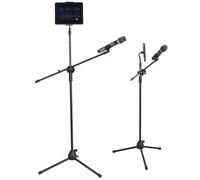 Treppiede portatile con asta microfono per tablet, supporto regolabile in altezza per telefoni e microfono, supporto telescopico pieghevole per live streaming, registrazione e canto