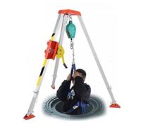 Treppiede portatile di salvataggio di emergenza per spazi ristretti, sistema anticaduta da 816,5 kg con verricello autobloccante e fune metallica da 30 m, perfetto per antincendio e salvataggio