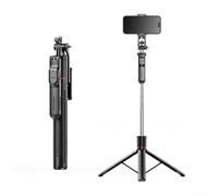 Treppiede portatile e giunto cardanico portatile anti-shake con rotazione panoramica a 360°, asta lunga retrattile in acciaio inossidabile, supporto per telefono staccabile, ampia compatibilità per