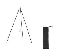 Treppiede portatile in alluminio per cucinare, altezza regolabile per un uso efficiente del falò (piccolo nero)