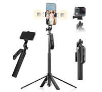 Treppiede professionale per telefono con telecomando wireless e luce ad anello, bastone per selfie regolabile resistente per iPhone, Samsung GoPro, treppiede portatile da viaggio per vlogging video