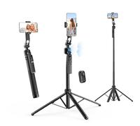 Treppiede Smartphone Tracciamento, Rollei Easy Creator Quadpod AI Tracking 360 Bastone Selfie Cellulare Estensibile 38~163cm con Telecomando Compatibile per iPhone/Android Video YouTube Tiktok e Vlog