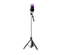 XO Bluetooth Treppiede Selfie Stick - Corpo regolabile in lega di alluminio con supporto compatto per Vlog e Live Streaming, selfie, produzione di contenuti, SS15, nero