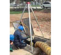 Treppiedi di soccorso, Attrezzatura di sollevamento e soccorso con argano manuale, pieghevole, gru Derrick for l'ingresso nel tunnel del pozzo fognario