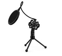 Treppiedi Microfono Stand per Scrivania e Tavolo Mini Pieghevole Nero Filtro POP