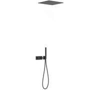 Tres B-System set doccia da incasso con termostato con soffione nero 30725206NM