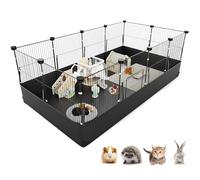 Tresbro Gabbia per porcellini d'India con fondo foderato, 12 pannelli, habitat in metallo e area giochi con base impermeabile in PVC per conigli, ricci, cuccioli, gattini e altri piccoli animali