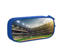 TRESILA Astuccio di grande capacità con scomparti con cerniera, astuccio per penne resistente, grande astuccio per cancelleria per ragazze e ragazzi/sfondo verde con campo da baseball, Blu, Taglia