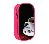 TRESILA Astuccio di grande capacità con scomparto con cerniera, astuccio per matite e penne, organizer resistente, grande astuccio per cancelleria/caffè caldo con chicco di caffè, rosa, Taglia unica,