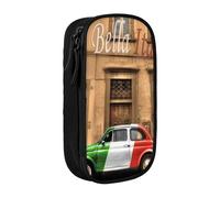 TRESILA Astuccio di grande capacità con scomparto con cerniera, astuccio per matite e penne, organizer durevole, grande astuccio per cancelleria/bella Italia, Nero , Taglia unica, Organizer per borse