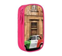 TRESILA Astuccio di grande capacità con scomparto con cerniera, astuccio per matite e penne, organizer durevole, grande astuccio per cancelleria/bella Italia, rosa, Taglia unica, Organizer per borse