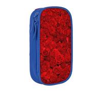 TRESILA Astuccio di grande capacità con scomparto con cerniera, astuccio per matite e penne, organizer resistente, grande astuccio per cancelleria, rosa rappresenta l'amore, Blu, Taglia unica,