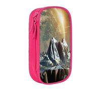 TRESILA Astuccio di grande capacità con scomparto con cerniera, astuccio per matite e penne, organizer durevole, grande astuccio per cancelleria/Earth Mountain, rosa, Taglia unica, Organizer per borse