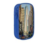 TRESILA Astuccio di grande capacità con scomparto con cerniera, astuccio per matite e penne, organizer durevole e grande, per cancelleria/strade di New York City, Blu, Taglia unica, Organizer per