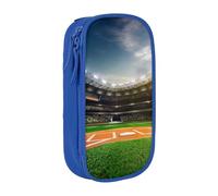 TRESILA Astuccio di grande capacità con scomparto con cerniera per matite e penne organizer durevole grande astuccio per cancelleria / sfondo verde campo da baseball, Blu, Taglia unica, Organizer per