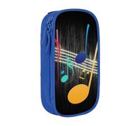 TRESILA Astuccio di grande capacità con scomparto con cerniera per matite e penne, organizer per matite e matite, resistente, grande astuccio per cancelleria, nota musicale colorata, Blu, Taglia