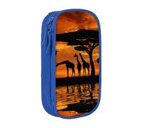TRESILA Astuccio di grande capacità con scomparto con cerniera per matite e penne, organizer resistente, grande astuccio per cancelleria/giraffa sotto l'albero in Africa, Blu, Taglia unica, Organizer