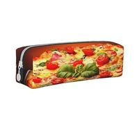TRESILA Astuccio in pelle con cerniera per matite e penne, organizer per cancelleria durevole, astuccio per matite, grafica 3D, spazio universo, Pizza Grande, Taglia unica, Organizer per borse