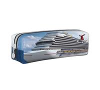 TRESILA Astuccio in pelle con cerniera per matite e penne, organizer per cancelleria durevole, astuccio per matite, grafica 3D, spazio universo, Nave da crociera, Taglia unica, Organizer per borse