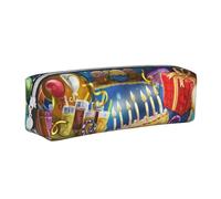 TRESILA Astuccio in pelle con cerniera per matite e penne, organizer per cancelleria durevole, astuccio per matite, grafica 3D, spazio universo, Happy Birthday, Taglia unica, Organizer per borse