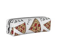 TRESILA Astuccio in pelle con cerniera per matite e penne, organizer per cancelleria durevole, astuccio per matite con Babbo Natale e il suo partner, Motivo pizza., Taglia unica, Organizer per borse