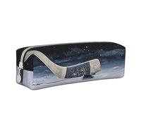 TRESILA Astuccio in pelle con cerniera per matite e penne, organizer per cancelleria durevole, astuccio per matite con Babbo Natale e il suo partner, Bastone da hockey, Taglia unica, Organizer per