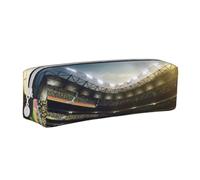 TRESILA Astuccio in pelle con cerniera per matite e penne, organizer per cancelleria durevole, astuccio per matite, albero di Natale e campane, Sfondo verde campo da baseball, Taglia unica, Organizer