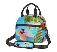 TRESILA Borsa termica per il pranzo in poliestere Bento Box Borsa per il pranzo portatile Borsa termica per il pranzo riutilizzabile Tote Crossbody Grande Capacità Picnic Packs/Tropical Beach Drink
