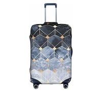 TRESILA Copribagagli elastico per valigie, protettivo, in poliestere, resistente, antigraffio, adatto per valigie da 45-81 cm, motivo: uccelli volanti con note musicali, Esagoni blu e diamanti, M