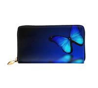 TRESILA Portafoglio da donna in pelle di grande capacità, borsa lunga, pochette porta carte di credito, portamonete, portafoglio per donne e uomini, tema spiaggia oceanica, Farfalla, Taglia unica