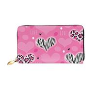 TRESILA Portafoglio da donna in pelle di grande capacità, borsa lunga, pochette porta carte di credito, portamonete, portafoglio per donne e uomini, stella marina sulla spiaggia, Cuore rosa, Taglia
