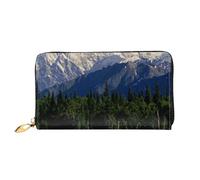 TRESILA Portafoglio da donna in pelle di grande capacità, borsa lunga, pochette porta carte di credito, portamonete, portafoglio per donne e uomini, rosso London Street, Aereo sul lago, Taglia unica