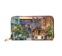 TRESILA Portafoglio da donna in pelle di grande capacità, borsa lunga, pochette porta carte di credito, portamonete, portafoglio per donne e uomini, simpatici gufi marroni, San Francisco, Taglia unica