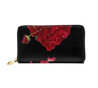TRESILA Portafoglio da donna in pelle di grande capacità, borsa lunga, pochette porta carte di credito, portamonete, portafoglio per donne e uomini, note musicali con uccelli volanti, Petali floreali