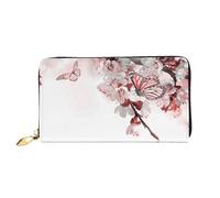 TRESILA Portafoglio da donna in pelle di grande capacità, borsa lunga, pochette porta carte di credito, portamonete, portafoglio per donne e uomini, con piuma danzante, Fiore Farfalla, Taglia unica
