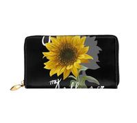 TRESILA Portafoglio da donna in pelle di grande capacità, borsa lunga, pochette porta carte di credito, portamonete, portafoglio per donne e uomini, note musicali con uccelli volanti, Girasole, Taglia
