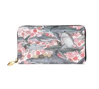 TRESILA Portafoglio da donna in pelle di grande capacità, borsa lunga, pochette porta carte di credito, portamonete, portafoglio per donne e uomini, note musicali con uccelli volanti, Gatti