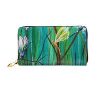 TRESILA Portafoglio da donna in pelle di grande capacità, borsa lunga, pochette porta carte di credito, portamonete, portafoglio per donne e uomini, alberi invernali innevati, Ballando con libellule,