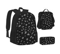 TRESILA Zaino per bambini, ragazzi e ragazze, in poliestere resistente, zaino per libri con borsa per il pranzo e astuccio (set zaino 3 in 1) / Red Love Roses, Leopardo bianco e nero, Taglia unica,