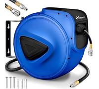 TRESKO® Avvolgitubo Aria Compressa 30 mt con Tubo | Avvolgitubo Pneumatico attacco 1/4" | Dispositivo di Arresto Automatico e Riavvolgitore Automatico, Blu