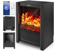 TRESKO® Camino Elettrico SmartFire con Riscaldamento 2000 W, APP WiFi e Telecomando | Camino Elettrico con Effetto fiamma LED e Display LCD | Camino con Termostato | Stufa Elettrica Timer