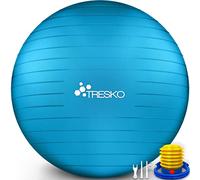 TRESKO® Palla da Ginnastica a Prova di Strappo | Palla da Seduta | Palla da Yoga | con Pompa | 300 kg | Blu | 85cm