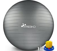 TRESKO® Palla da Ginnastica a Prova di Strappo | Palla da Seduta | Palla da Yoga | con Pompa | 300 kg | Grigio | 85cm
