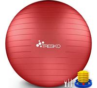 TRESKO® Palla da Ginnastica a Prova di Strappo | Palla da Seduta | Palla da Yoga | con Pompa | 300 kg | Rosso | 85cm