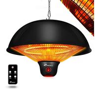 TRESKO Riscaldatore ad infrarossi per soffitto 1500W | Riscaldatore elettrico | Riscaldatore per patio per interni ed esterni | Stufa Elettrica Terrazza (Nero)
