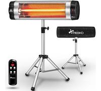 TRESKO® Riscaldatore Infrarossi 2500W con Telecomando, altezza regolabile | Radiatore a infrarossi con telecomando | Stufa elettrica da terrazzo per interni ed esterni, 3 livelli di calore