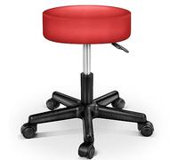 TRESKO, sgabello girevole da lavoro, per estetiste, per studi, regolabile in altezza, con ruote, girevole a 360°, superficie imbottita da 10 cm e 8 colori