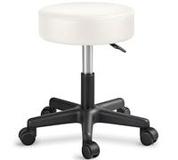 TRESKO, sgabello girevole da lavoro, per estetiste, per studi, regolabile in altezza, con ruote, girevole a 360°, superficie imbottita da 10 cm e 8 colori
