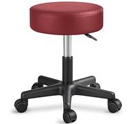 TRESKO, sgabello girevole da lavoro, per estetiste, per studi, regolabile in altezza, con ruote, girevole a 360°, superficie imbottita da 10 cm e 8 colori