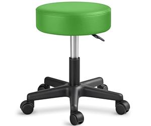 TRESKO, sgabello girevole da lavoro, per estetiste, per studi, regolabile in altezza, con ruote, girevole a 360°, superficie imbottita da 10 cm e 8 colori